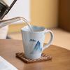 Taza Antigua Pintada a Mano Azul Paisaje Cerámica Oficina Personal Para Hacer Té Anti-escaldaduras Asa de Mano Taza de Té Taza de Té