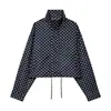 Comercio Exterior Transfronterizo Moda Estilo Europeo y Americano Chaqueta de Manga Larga Cuello Alto Lunares Mangas Abullonadas Pantalones Cortos de Cintura Baja con Bolsillo Mini
