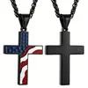 Colar Cruz Bandeira Americana de Aço Inoxidável Transfronteiriço da Amazon Cor de Óleo Bloqueio de Cor Joia de Moda Personalizada para Homens