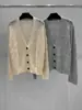 BORBOTIE Ropa de punto para mujer 2026 Producto nuevo Primavera y Otoño BC Hueco Cuello en V Patrón de hojas Cardigan casual holgado