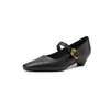 Sapatos Casuais de Novo Estilo com Salto Médio Grosso, Design Simples de Tira, Boca Rasa, Sapatilhas para Primavera e Outono, Mocassins com Tira, Tamanhos 33-43 Desejo