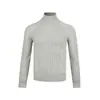 Camiseta interior de punto de manga larga y cuello alto para hombre, primavera y otoño, con rayas verticales texturizadas, color liso, elástica, ajustada