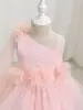 Vestido de Niña Vestido de Princesa Dulce de Un Hombro con Volantes y Flores Largo Vestido Infantil para Piano Banquetes Bodas Dama de Honor
