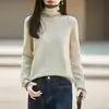 Suéter de Tricô Gola Alta Liso Lã Nova Inverno 2026 Manga Longa Feminino Color Block Solto Falso Duas Peças Suéter de Lã