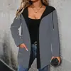 2024 Moda Casual de Otoño e Invierno para Mujer, Sudadera con Capucha y Cardigan de Bloques de Color, Comercio Exterior Europeo y Americano Transfronterizo