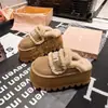 Sapatos Birkenstock de Solado Grosso Meias Pantufas Meia-Pata Forradas com Lã Roupa Externa Feminina Pantufas Peludas 2025 Novas Botas de Neve de Inverno Pantufas de Algodão
