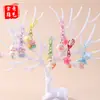 Llavero de Conejo Estrella de Cinco Puntas Creativo DIY Aleación Cabeza de Conejo Decoración de Bolsa para Auriculares Cadena Colgante para Mochila Teléfono Móvil