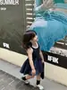 Estilo Verão 2026 Estilo Coreano Roupas Infantis, Vestido Regata Sem Manga com Babados Estiloso para Meninas, Vestido Esportivo
