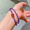 Pulseira de Amethyst Natural de Alta Qualidade com Design de Cristal Morango Multi-Círculo Pulseira