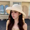 Chapéu de Pescador Color Block com Laço Estilo Suave para Mulheres, Versão Coreana de Verão, Proteção Solar, Versátil para Passeios, Faz o Rosto Parecer Menor, Chapéu da Moda