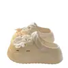Estilo Dulce JaponésNuevas Sandalias de Perlas y Flores de Suela Gruesa para Mujer, Zapatillas Versátiles para Exteriores de Punta Cerrada
