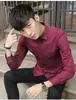 Camisa de Gola Quadrada Manga Longa Roupa de Negócios Camisa Masculina de Manga Longa Estilo Business Ins Tendência Slim Fit Cardigan Camisa Emagrecedor
