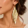 Moda Cruzada Europeia e Americana Personalidade Exagerada Brincos de Franja Multicamadas em Forma de Folha Simples Retrô Versátil Longos