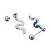 Nuevos Pendientes de Tachuela de Serpiente con Cierre de Rosca Pendientes para Cartílago Auricular Diseño de Nicho Pendientes de Diamante Verde Joyería de Lujo Ligero de Alta Gama para Mujer