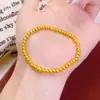 Pulseira de Contas Douradas Estilo Antigo Moda Luxo Leve, Banhada a Ouro Cobre, Estilo Chinês, Simples e Sofisticada, Pulseira de Alta Elasticidade para Homens e Mulheres