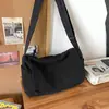 Bolso de Hombro de Lona de Color Sólido de Gran Capacidad Bolso Cruzado Simple Bolso Mensajero Retro Japonés Versátil Mochila para Estudiante Universitario