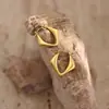 Pendientes Sólidos Martillados Irregulares Geométricos de Acero Inoxidable, Best-Sellers Transfronterizos, Aros Simples y Versátiles, Chapados en Oro de 18 Quilates
