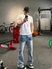 Camiseta Casual Blanca con Puño para Hombre Verano Fitness Deportes Manga Corta Muestra Muscular Algodón Americano Media Manga