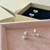 Exquisitos aretes pequeños de perlas mixtas de plata esterlina S925, aretes de socialité con incrustaciones de diamantes, aretes de circonita dulces y suaves de lujo ligero