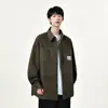Camisa de Manga Comprida, Camisa Casual de Algodão para Trabalho, Jaqueta Masculina Tendência Solta Estilo Japonês para Primavera e Outono, Estilo Fino de Verão