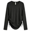 Ropa Deportiva Transpirable Ligera Transfronteriza con Cintura Ajustable con Cordón, Cubierta de Yoga de Manga Larga con Cuello Redondo, Prenda Exterior Deportiva Adelgazante