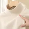 Blusa de fleece lisa com manga longa e gola alta, estilo novo para primavera/outono 2026, masculina, camada base