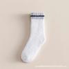 Calcetines de media pantorrilla para hombre para otoño e invierno, Calcetines de piso rayados que absorben el sudor, Felpa de coral, Engrosados, Cálidos, Antideslizantes