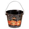 Cubo de Almacenamiento de Calabaza de Hierro Organizador de Dulces de Halloween Cubo de Hierro Bolso para Niños Mini Cubo para Pollo Frito y Palomitas