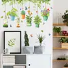 Fun-C145 Flor de Desenho Planta Verde Cesta Suspensa Videira Folha Verde Borboleta Fundo de Parede de Casa Adesivo de Embelezamento Atacado