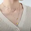 Misterio y Elegancia: Diseño Minimalista de Nicho, Cadena para Clavícula de Acero Titanio Perla de Lujo Ligero Personalizada, Collar Versátil, Joyería al por Mayor