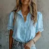 2026 Primavera/Verano Nueva Ropa Femenina Transfronteriza Europea y Americana Amazon Camisa Casual de Manga Corta Holgada de Encaje para Mujer En Stock