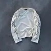 Camiseta de manga larga versátil de moda de alta calle, estilo ins europeo y americano transfronterizo, estampada, gofre, retro americano, moderna