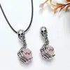 Collar de Calavera con Bola de Cristal Natural de 16 mm Hip-Hop Joyería de Moda Europea y Americana Venta al por mayor Garra de Calavera Popular para Hombres y Mujeres