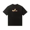 Marca Americana Tendência Saint Miael Street Hip-Hop Estampa de Letras Retrô Desgastada Modelagem Solta Unissex Camiseta de Manga Curta