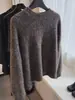 ¡Altamente Recomendado! Suéter de Cachemira de Alta Gama Estilo Europeo Color Café para Mujer, Tejido de Punto Pullover Engrosado y Cálido para Otoño e Invierno