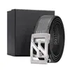 Cinturón Automático de Acero Inoxidable para Hombre, Estilo de Oficina de Alta Gama, Cinturón Negro de Primera Capa con Patrón de Ondas de Agua, Cinturón de Cintura al por Mayor