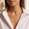 Estilo Transfronterizo Collar Apilable de Múltiples Capas Diamante Completo Cruz Colgantes de 26 Letras Temperamento Accesorios Versátiles Venta al por Mayor