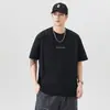 Camiseta Trendy Estilo Americano con Estampado, Cuello Redondo, Manga Corta para Hombre, Nuevo Estilo de Verano, Corte Holgado, Talla Grande, Camiseta de Manga Media de Algodón Puro de Peso Pesado