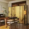 Divisória de Tela Dourada Estilo Chinês Retrô Floresta de Bambu para Sala de Estar de Hotel, Quartos Privativos, Tecido Não Transparente, Tela Dobrável de Fácil Armazenamento