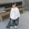 Traje de Mezclilla Suave para Niños Primavera y Otoño 2025 Nuevo Guapo Bebé Otoño Niño Pequeño Estilo Coreano Traje de Tres Piezas Streetwear