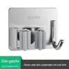 Suporte de Parede para Armazenamento de Aço Inoxidável, Gancho Mágico Sem Furo para Clipe de Mop de Banheiro com Gancho Adesivo Forte