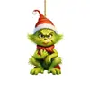 Decoración Popular Navideña Transfronteriza Grinch Bebé Colgante Decoración Árbol de Navidad Colgante Acrílico Plano Pequeño Colgante