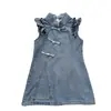 Vestido de Verano Qipao para Niñas Estilo Nuevo Hanfu Infantil Estilo Chino Vestido de Verano Nuevo Estilo Chino Falda de Mezclilla para Niñas Comercio Exterior