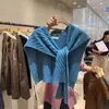 Xale de Tricô Vermelho Torcido Estilo Novo Primavera/Outono 2026 Dongdaemun Coreano para Camadas