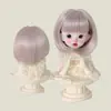 Peluca para Muñeca BJD 346 Puntos Flequillo de Seda Suave Cabello Corto Liso Bob Estilo Bebé Disfraz Cabeza Falsa