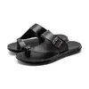 Chanclas para hombre, talla grande, piel sintética PU, antideslizantes, resistentes al desgaste, tacto de alta gama, zapatos de playa transpirables de verano para hombre