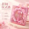 Cepillo facial de silicona de doble cara, set de regalo girly de dos piezas, diadema de nube, juego combinado de cepillo facial de silicona con mango largo