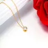 Xuping Moda Simple Aleación de Cobre Chapado en Oro de 24K Elegante Collar para Mujer Geométrico Redondo Incrustado Zirconia Única Cadena para Clavícula