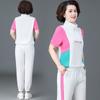 Conjunto de Duas Peças Moda Casual de Verão com Manga Curta para Mães de Meia-Idade 40 e 50 Anos Moda Esportiva Elegante para Mulheres de Meia-Idade e Idosas
