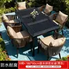 Mesas e Cadeiras de Exterior para Pátio de Villa, Jardim, Terraço, Estilo Lazer, Cadeiras de Rattan Domésticas, Conjunto de Mesa de Madeira Plástica, Mesa e Cadeiras de Rattan Trançado de Exterior